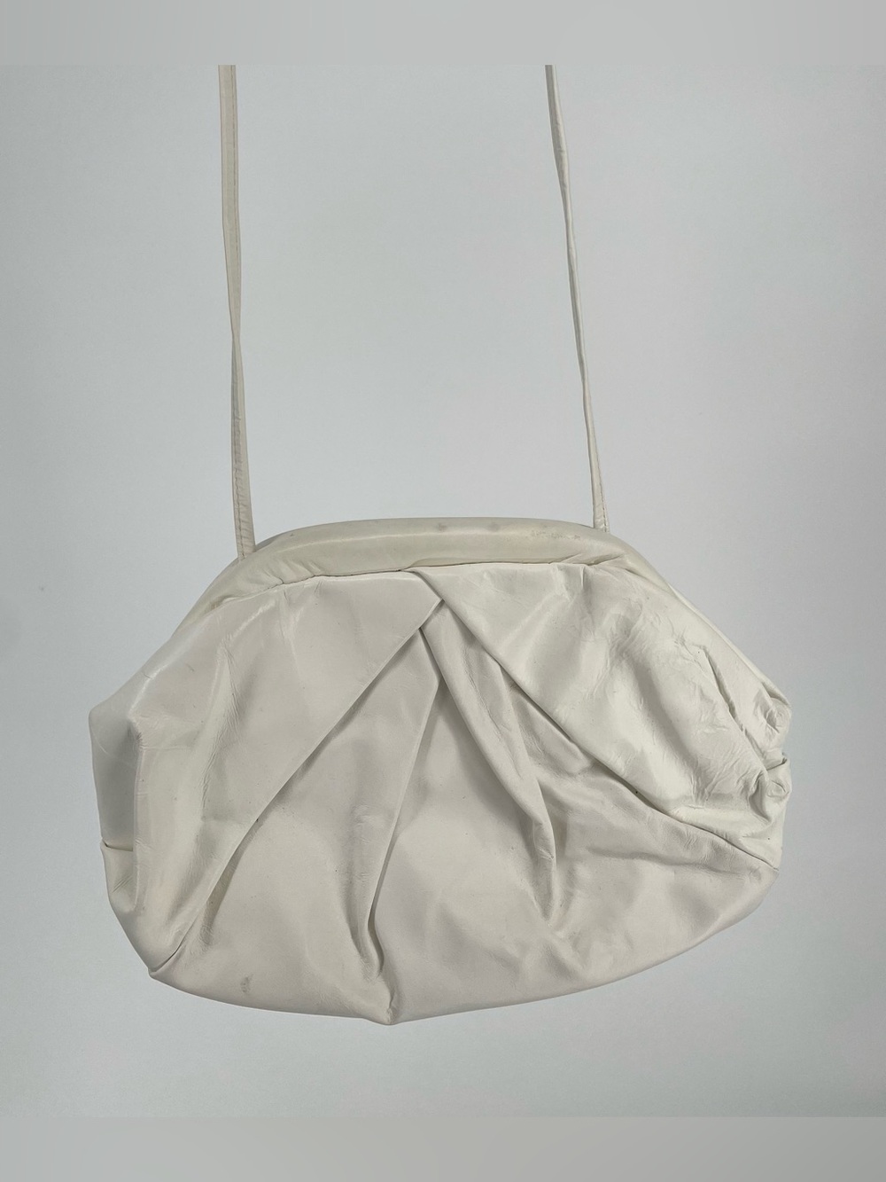 80s 90s VTG Amanda Smith White Leather Origami Folded Crossbody Retro Handbag